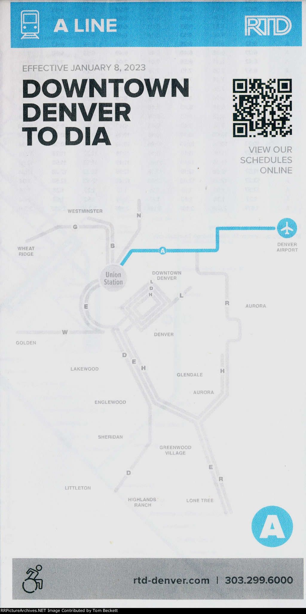 Denver Rapid Transit District A line schedule 